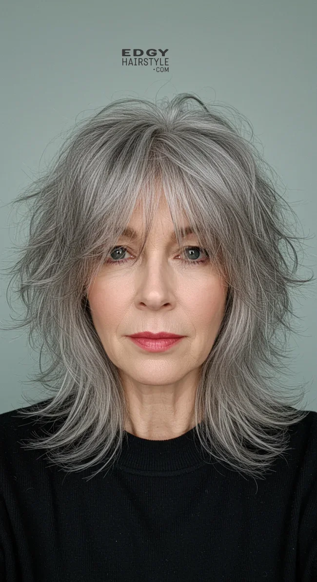 7. Wispy Grey Shag Cut | 10 Chic Grey Hairstyles For Women Over 60 That You’ll Love To Try