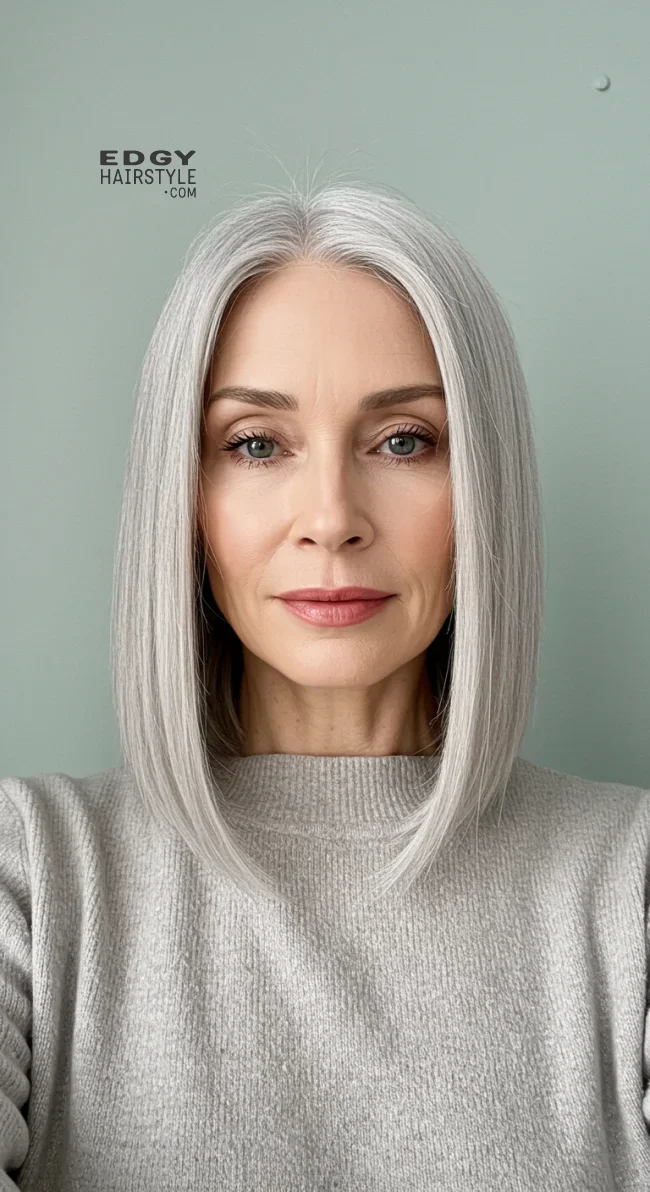 5. Sleek Silver Straight Cut | 10 Chic Grey Hairstyles For Women Over 60 That You’ll Love To Try