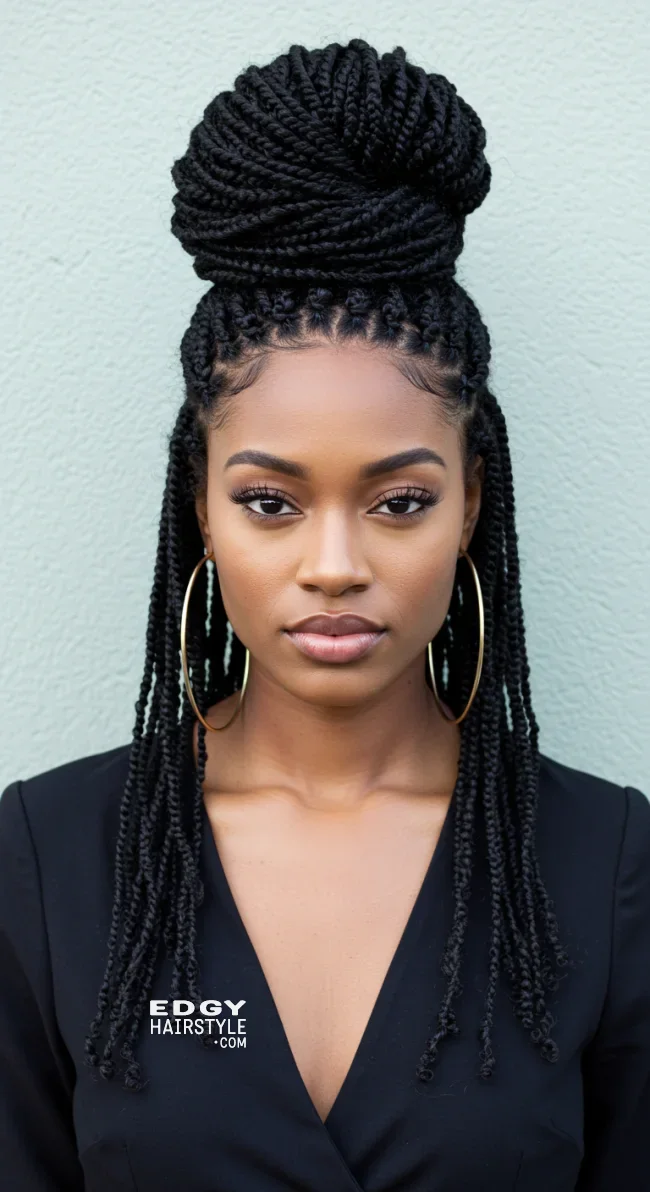 6. Flat Twist and High Bun | 10 Simple Flat Twist Styles For Quick Everyday Looks