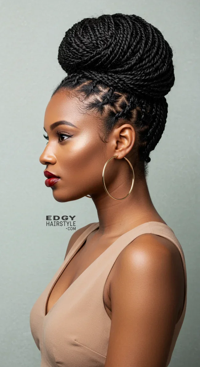 9. Flat Twist Updo | 10 Simple Flat Twist Styles For Quick Everyday Looks