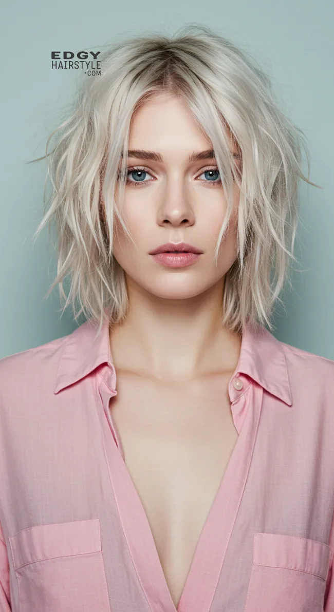 9. Messy Layered Bob | Low Maintenance Shoulder-Length Hairstyles For Thin Hair