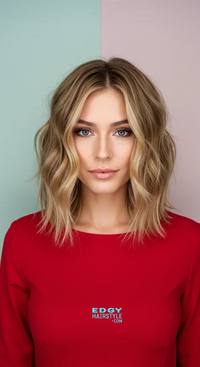 4. Soft Wavy Lob | Low Maintenance Shoulder-Length Hairstyles For Thin Hair