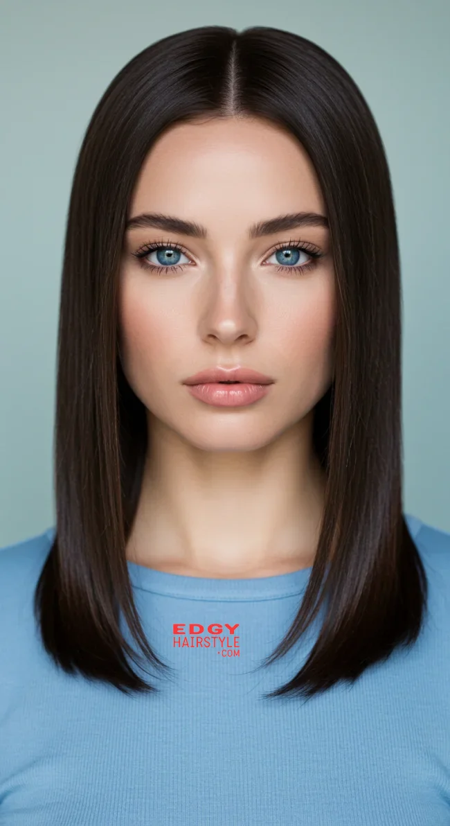 5. Side-Parted Straight Cut | Low Maintenance Shoulder-Length Hairstyles For Thin Hair