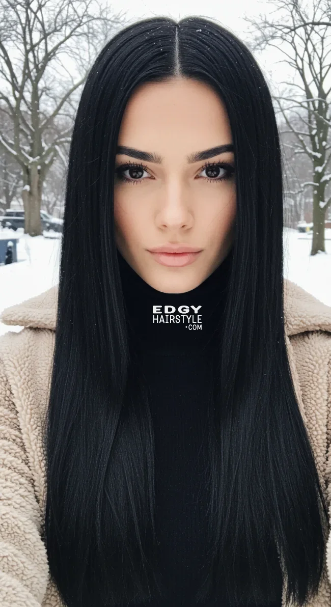 10. Sleek Straight Hair with a Middle Part | Hairstyle Trends For Winter 2025: 10 Hottest Haircuts