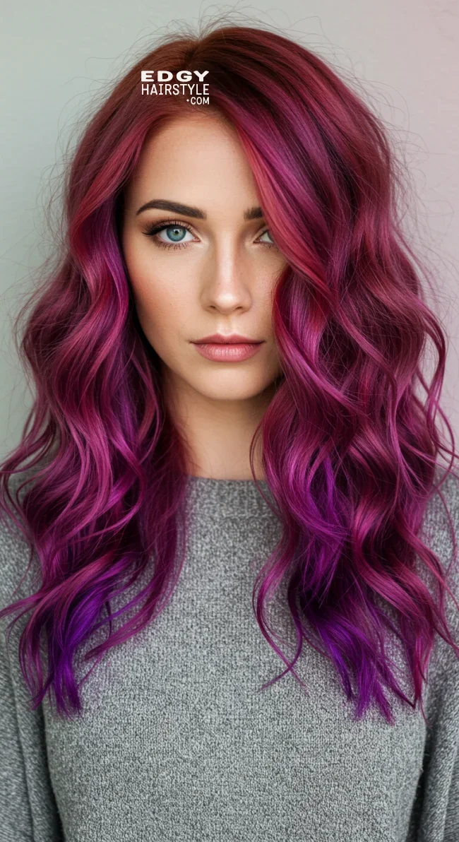 7. Auburn Hair with Purple Underlights | 15 Trendy Hairstyles With Purple Highlights