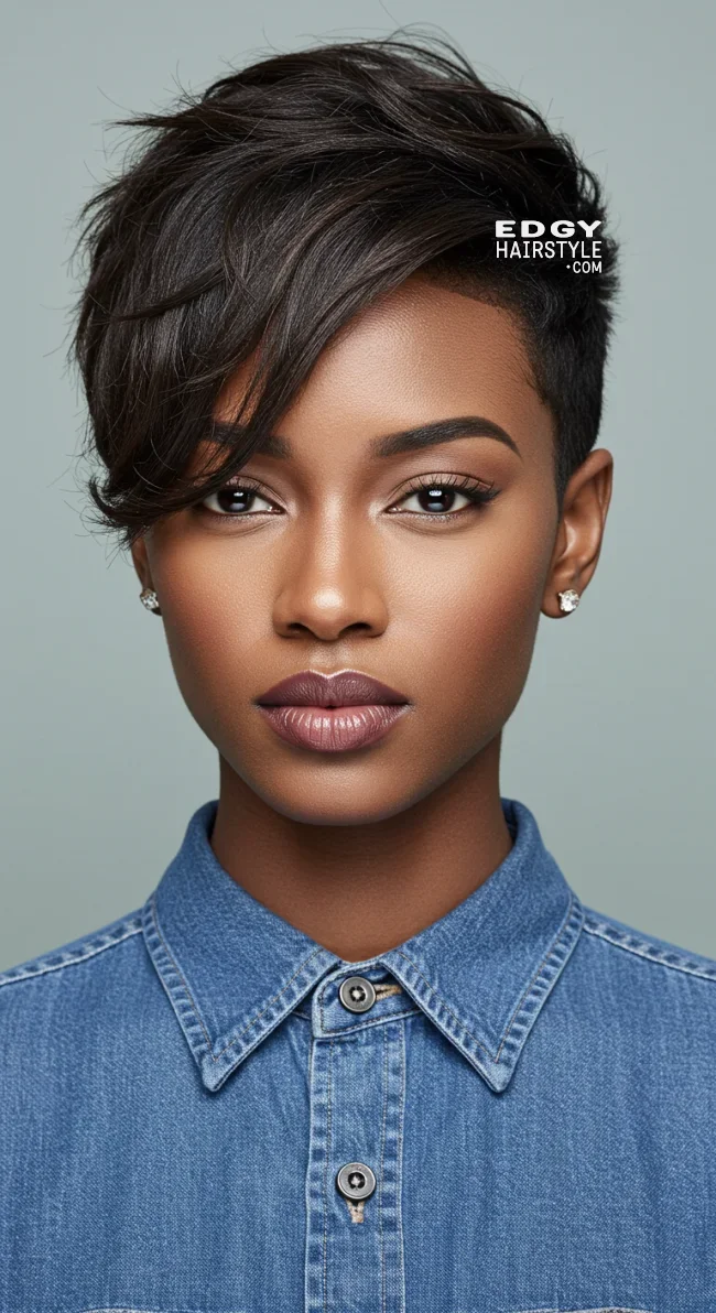 10. Soft Fade with Side Part | Short Natural Fade Haircuts For Black Women