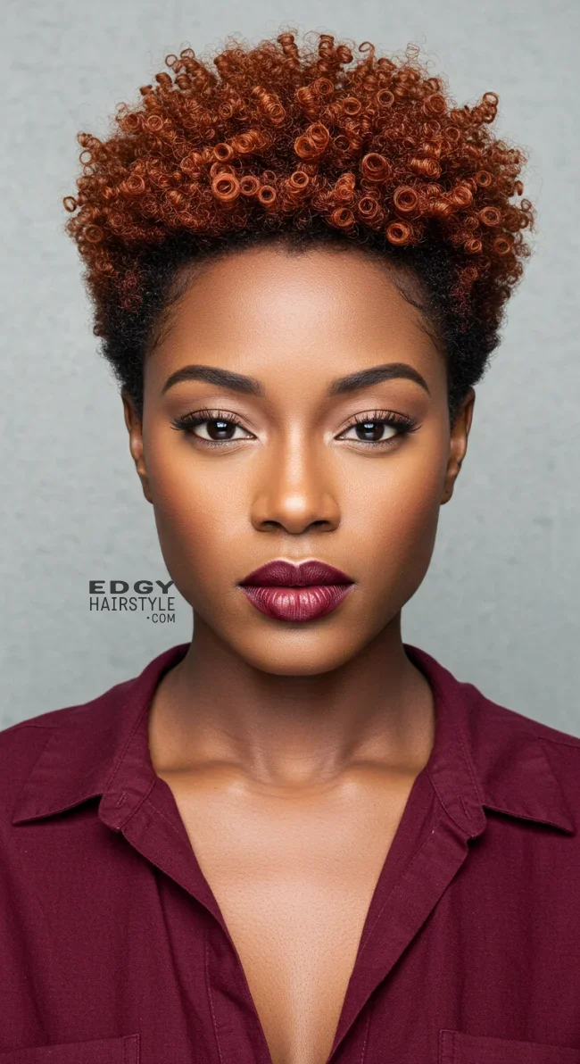 9. Auburn-Colored Fade Cut | Short Natural Fade Haircuts For Black Women