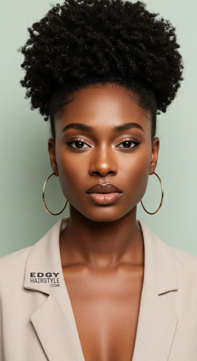 3. High Puff | Short Natural Haircuts For Black Women With Round Faces
