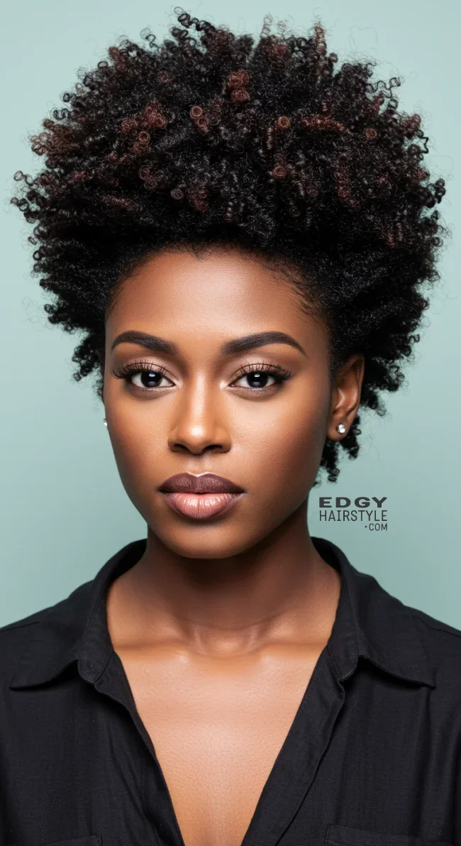 6. Curly Mohawk with Shaved Sides | Short Natural Haircuts For Black Women With Round Faces