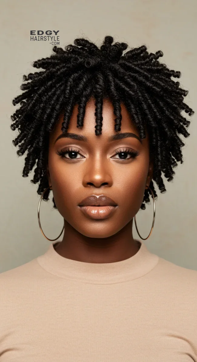 2. Finger Coils | Short Natural Haircuts For Black Women With Round Faces