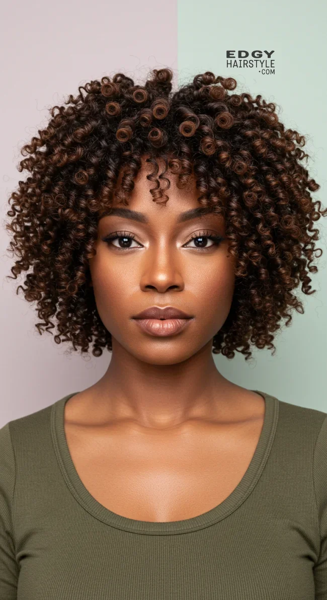 9. Layered Coily Bob | Short Natural Haircuts For Black Women With Round Faces