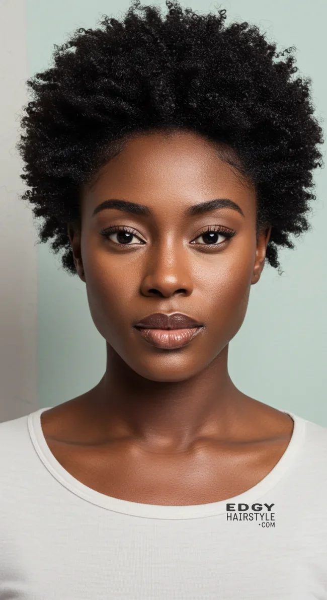 4. Side-Parted TWA (Teeny Weeny Afro) | Short Natural Haircuts For Black Women With Round Faces