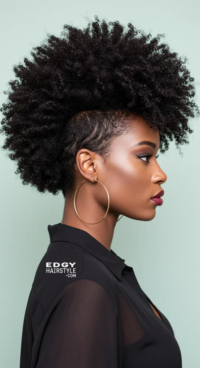 8. Frohawk with Undercut | Short Natural Haircuts For Black Women With Round Faces