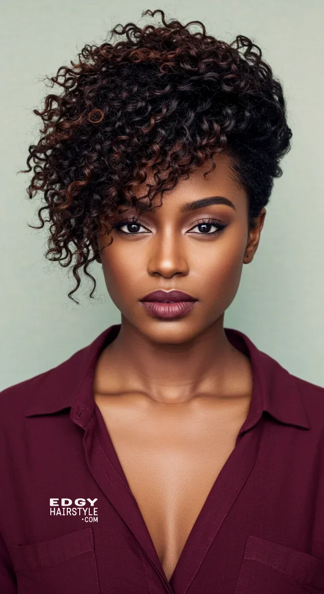 10. Asymmetrical Curly Crop | Short Natural Haircuts For Black Women With Round Faces