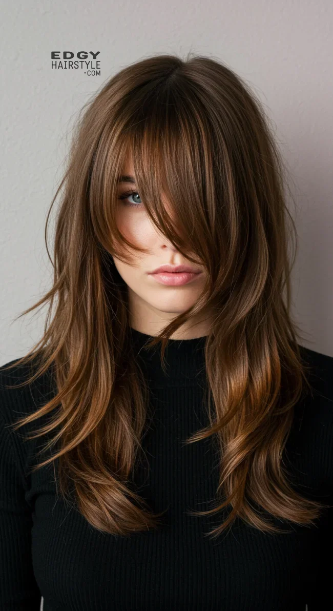 7. Side Swept Bangs | Brunette Beauty: Unveiling The Trendiest Brown Hairstyles Of The Season