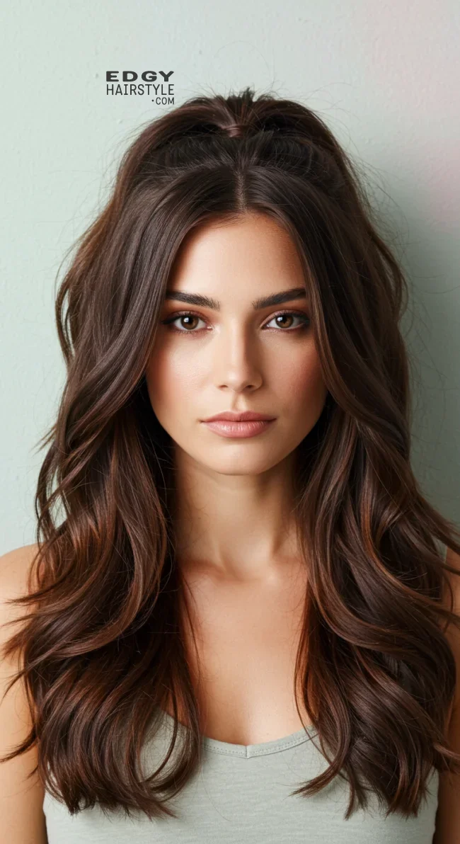 8. Half Up Half Down | Brunette Beauty: Unveiling The Trendiest Brown Hairstyles Of The Season
