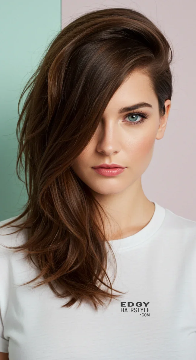 9. Deep Side Part | Brunette Beauty: Unveiling The Trendiest Brown Hairstyles Of The Season