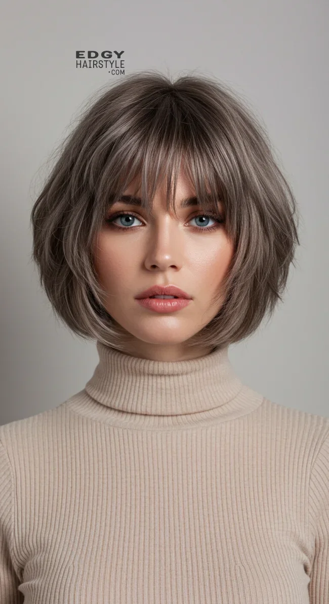 8. Layered Short Bob with Wispy Bangs | 8 Unique Short Fluffy Haircuts For A Fresh &Amp; Youthful Style