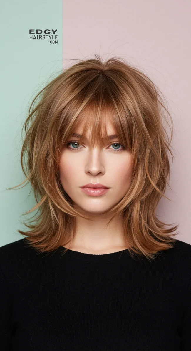 5. Feathered Cut with Bangs | Top Volume-Boosting Haircuts For Thin Hair