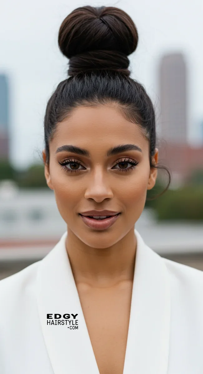 10. Sleek High Bun | Chic And Timeless Updo Hairstyles: Elevate Your Look With These Stunning Updos