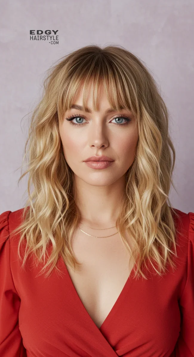 9. Soft Waves with Baby Bangs | 10 Jaw-Dropping Ideas Of Haircuts For Oval Faces With Bangs