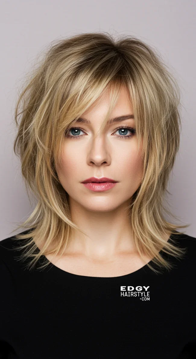 6. Feathered Bangs with a Medium-Length Cut | Astonishing Photos That Inspire You For Getting Bangs Over 40