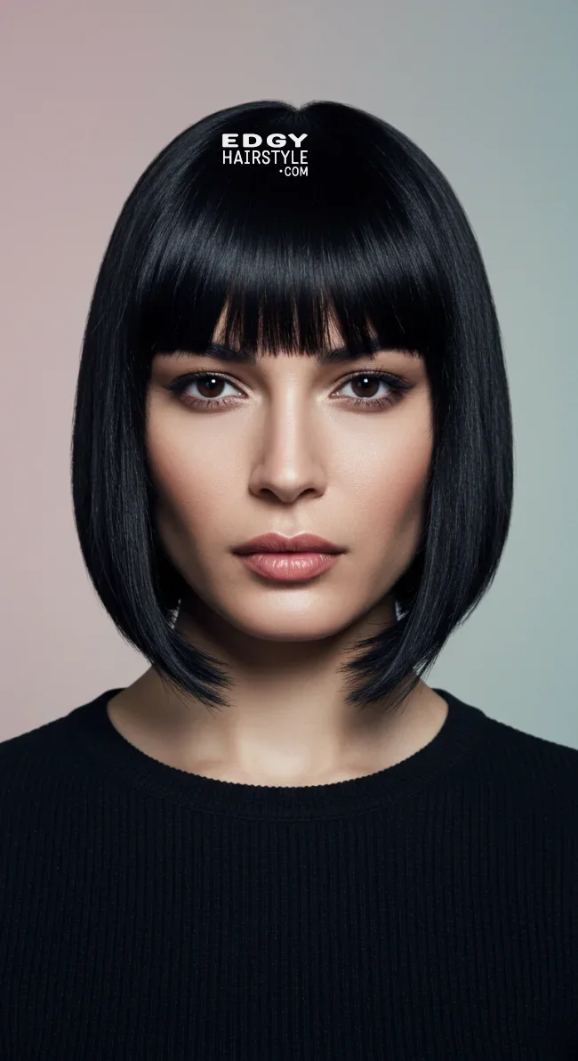 4. Blunt Bangs with a Classic Bob | Astonishing Photos That Inspire You For Getting Bangs Over 40