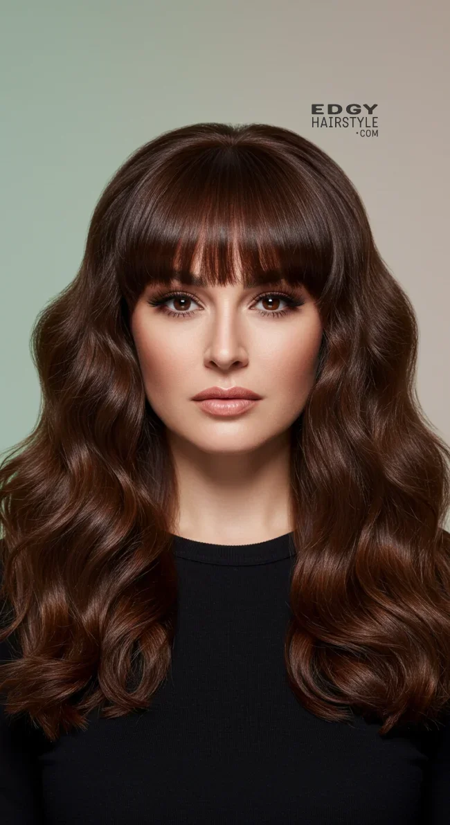8. Arched Bangs with a Voluminous Blowout | Astonishing Photos That Inspire You For Getting Bangs Over 40