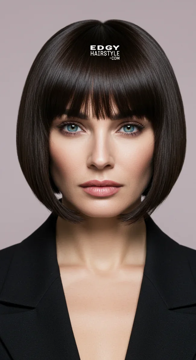 2. Curtain Bangs with a Sleek Bob | Astonishing Photos That Inspire You For Getting Bangs Over 40