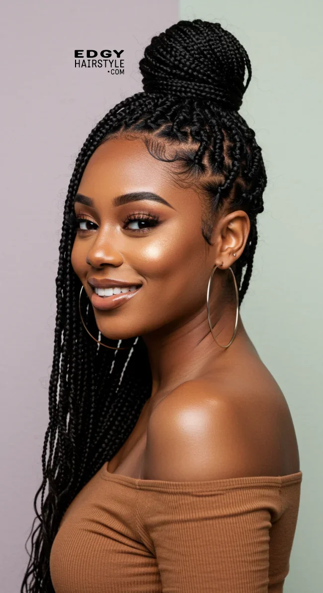 9. Half-Up, Half-Down Box Braids | Box Braids Hairstyle: A Timeless Elegance In Modern Fashion
