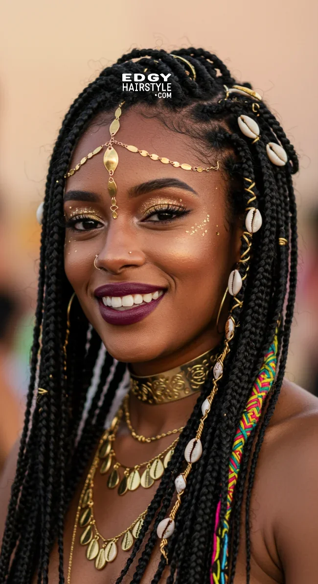 13. Accessorized Box Braids | Box Braids Hairstyle: A Timeless Elegance In Modern Fashion
