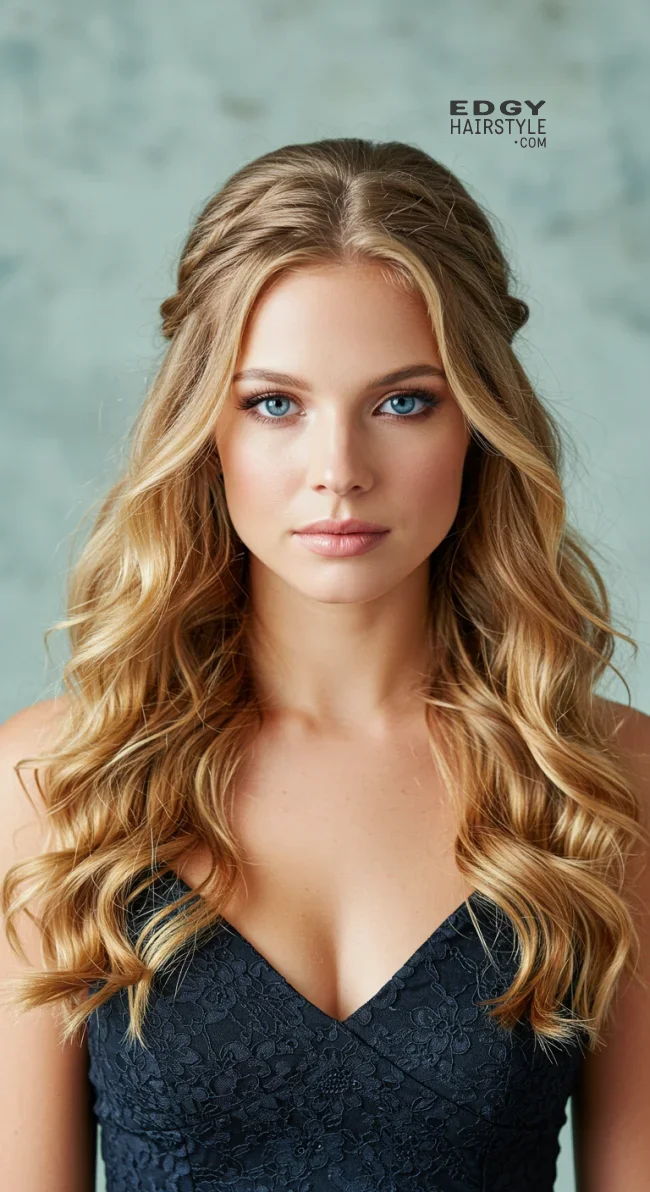 9. Half-Up, Half-Down with Soft Curls | Fantastic Prom And Wedding Ball Hairstyles