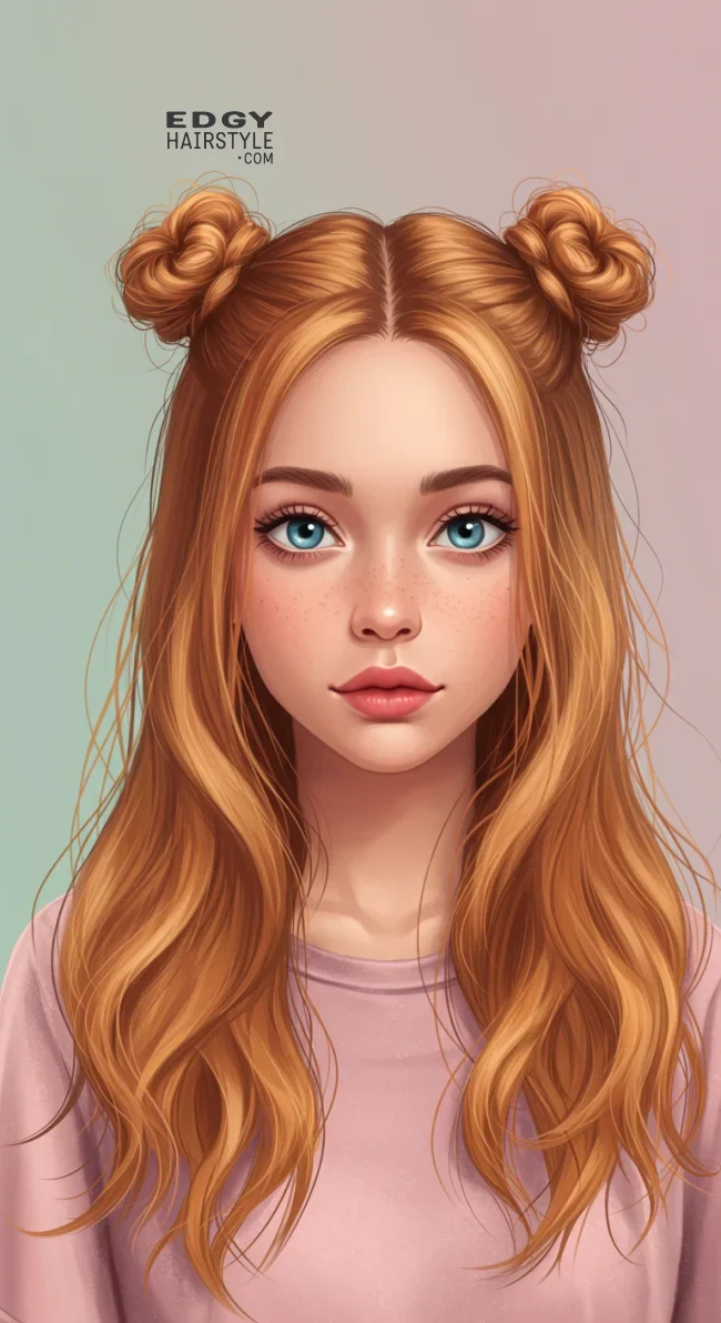 6. Half-Up, Half-Down Space Buns | Best Teen Hairstyles: Trendy Looks For Teenagers