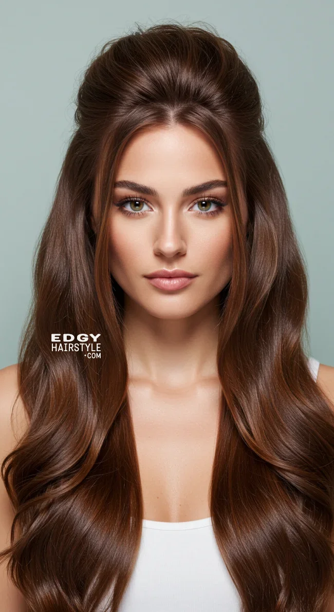 11. Half-Up, Half-Down with Teased Crown | Gorgeous Hairstyles That Make Thin Hair Look Thicker And Voluminous