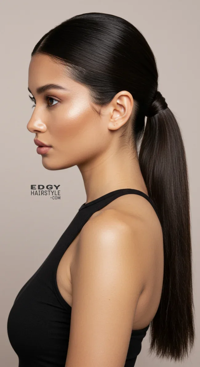 15. Sleek Low Ponytail with Volume at the Crown | Gorgeous Hairstyles That Make Thin Hair Look Thicker And Voluminous