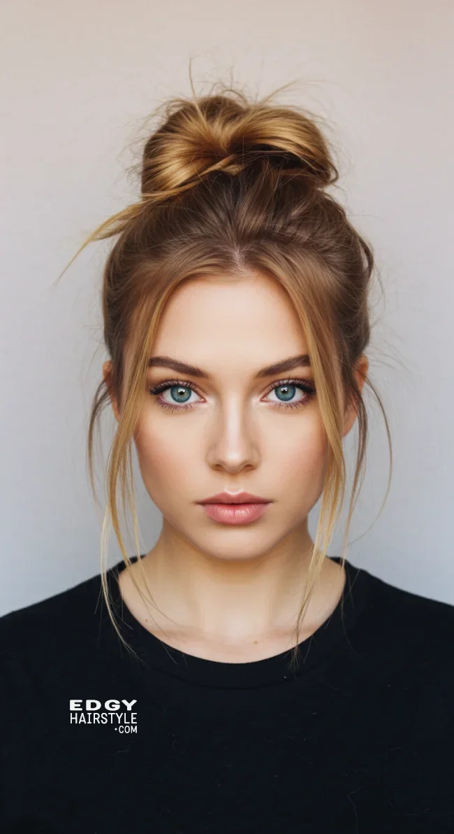 8. Messy Bun with Face-Framing Strands | Gorgeous Hairstyles That Make Thin Hair Look Thicker And Voluminous