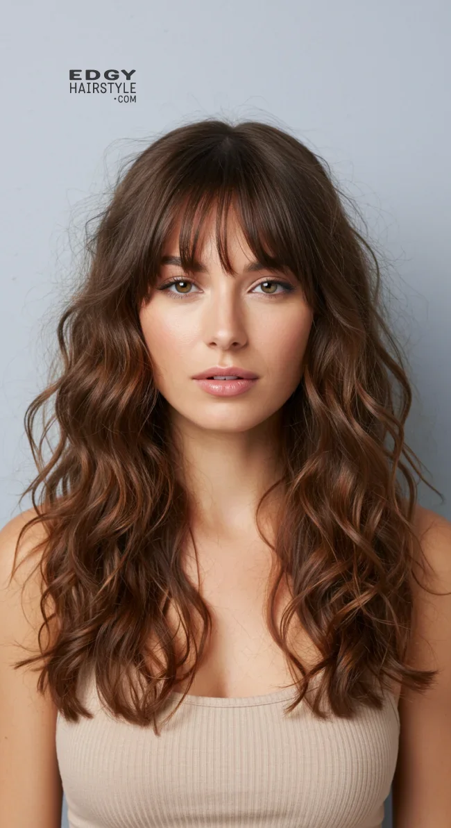 7. Wispy Bangs with Soft Curls | Gorgeous Hairstyles That Make Thin Hair Look Thicker And Voluminous