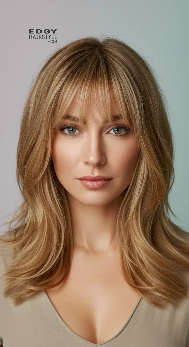 3. Curtain Bangs with Layers | Gorgeous Hairstyles That Make Thin Hair Look Thicker And Voluminous