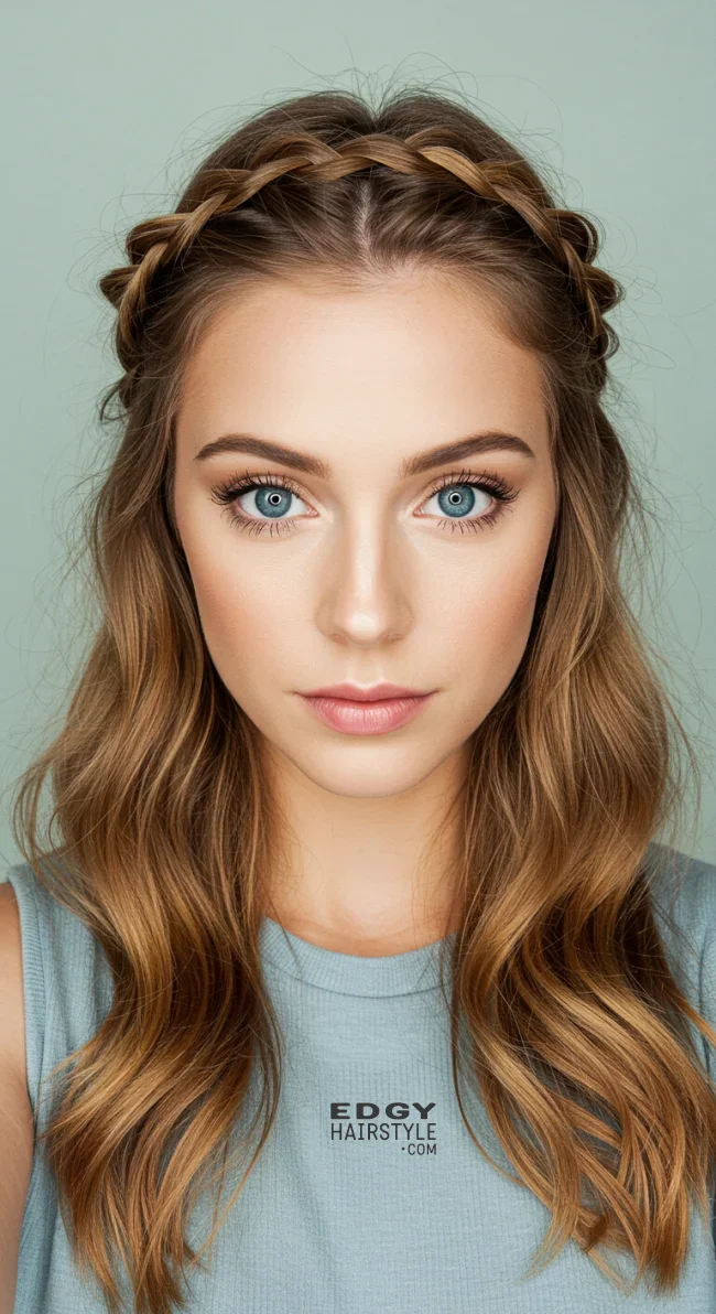 14. Twisted Crown Braid | Gorgeous Hairstyles That Make Thin Hair Look Thicker And Voluminous