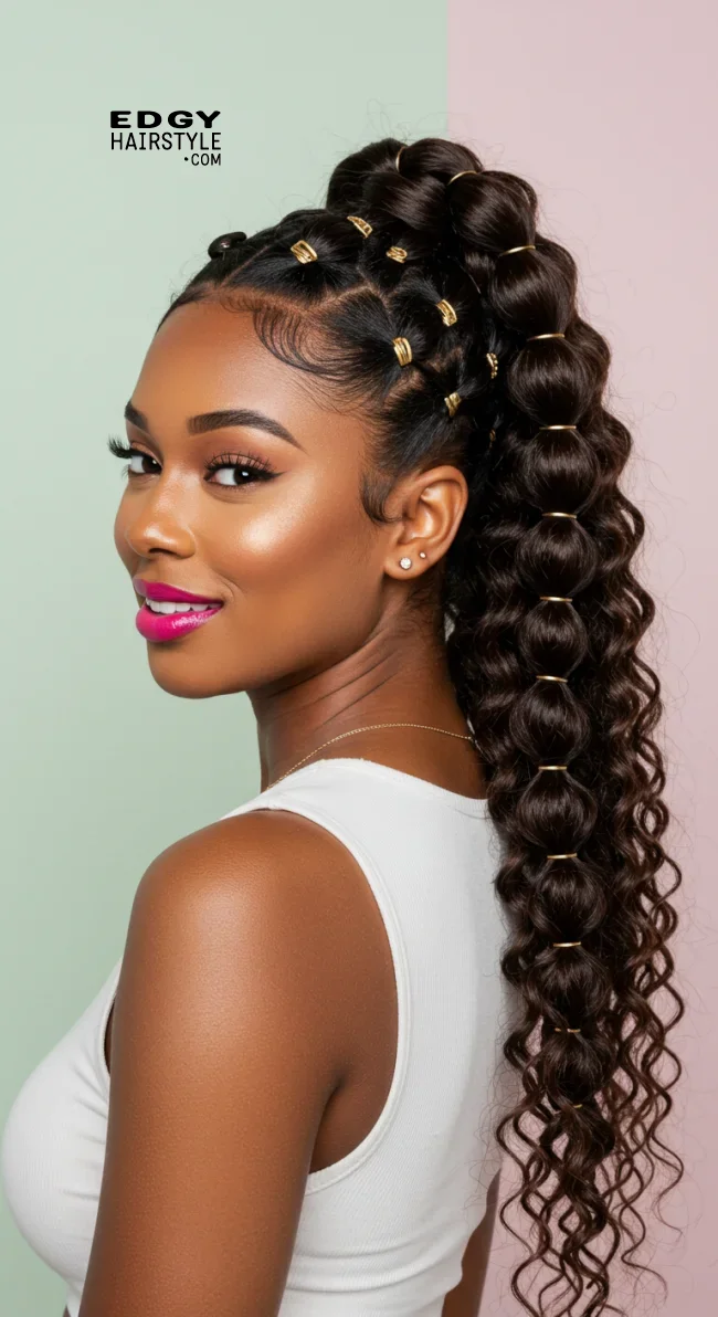 4. Bubble Ponytail | Cute Ponytail Hairstyles For Black Girls: Embrace Your Natural Beauty