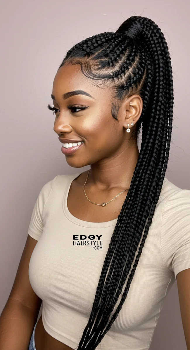 6. Cornrow Ponytail | Cute Ponytail Hairstyles For Black Girls: Embrace Your Natural Beauty