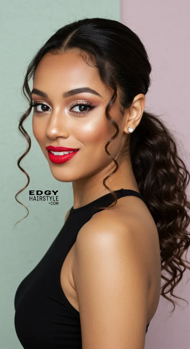 7. Low Curly Ponytail | Cute Ponytail Hairstyles For Black Girls: Embrace Your Natural Beauty