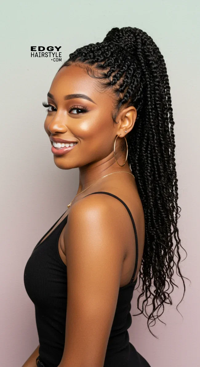 8. Twisted Ponytail | Cute Ponytail Hairstyles For Black Girls: Embrace Your Natural Beauty