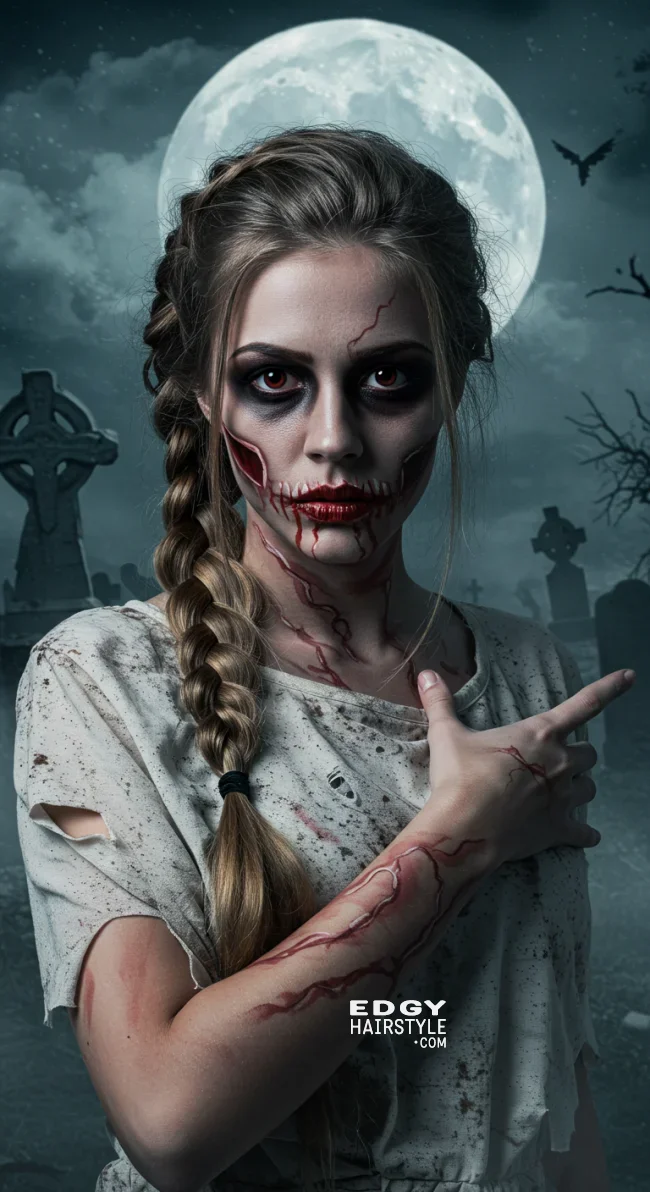 3. Zombie Messy Braid | Easy Halloween Hairstyles Tutorials To Complete Your Costume