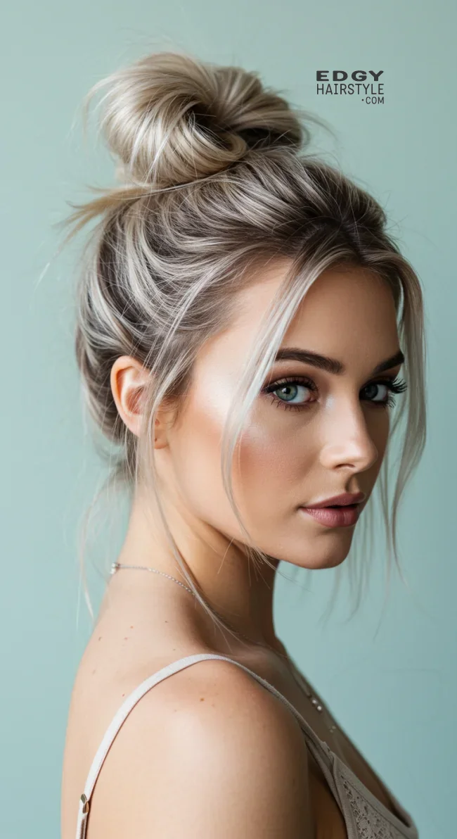 15. Ash Blonde Messy Bun | Hot Looks With Ash Blonde Hair And Styling Tips