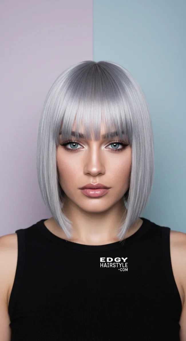 4. Sleek Metallic Gray Bob | Embrace The Elegance Of Short Gray Hairstyles - Chic And Timeless