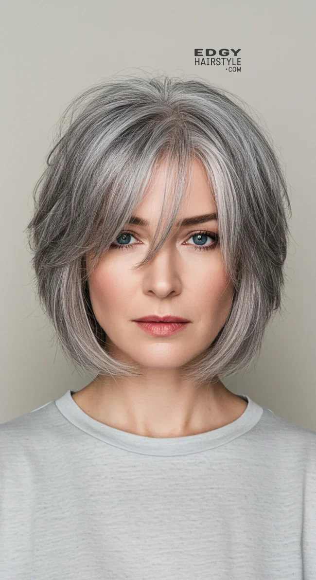 11. Layered Salt-and-Pepper Bob | Embrace The Elegance Of Short Gray Hairstyles - Chic And Timeless