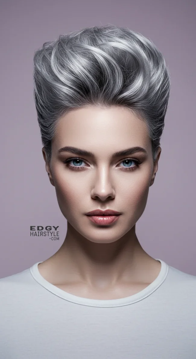 14. Voluminous Gray Pompadour | Embrace The Elegance Of Short Gray Hairstyles - Chic And Timeless