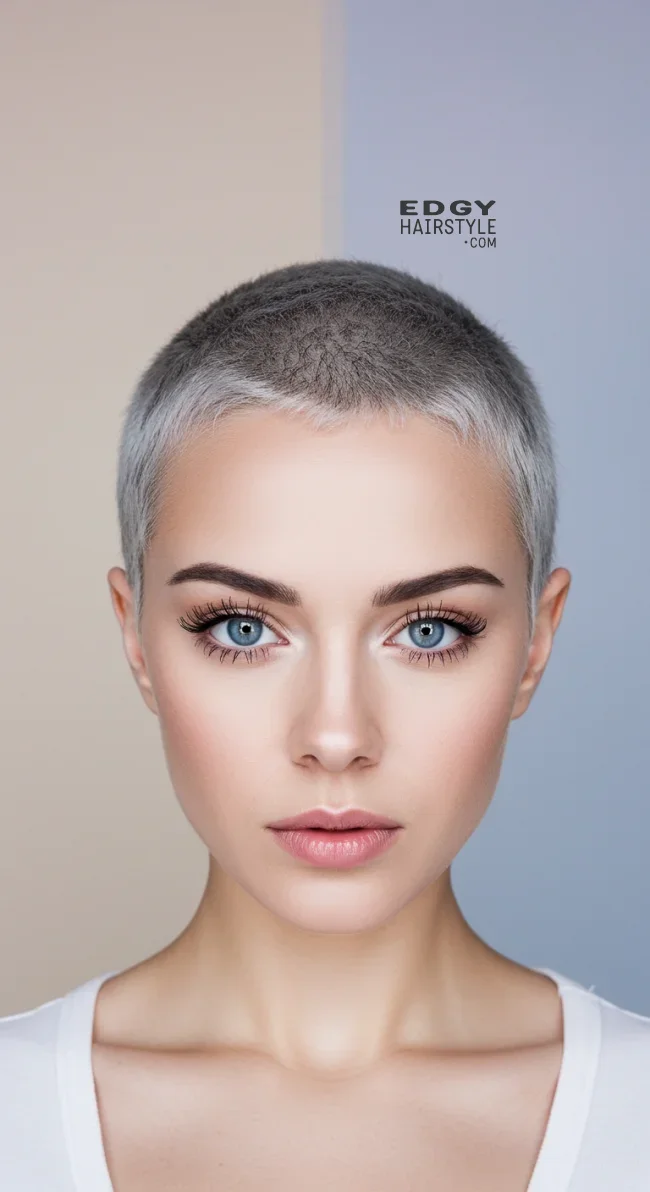 13. Platinum Gray Buzz Cut | Embrace The Elegance Of Short Gray Hairstyles - Chic And Timeless