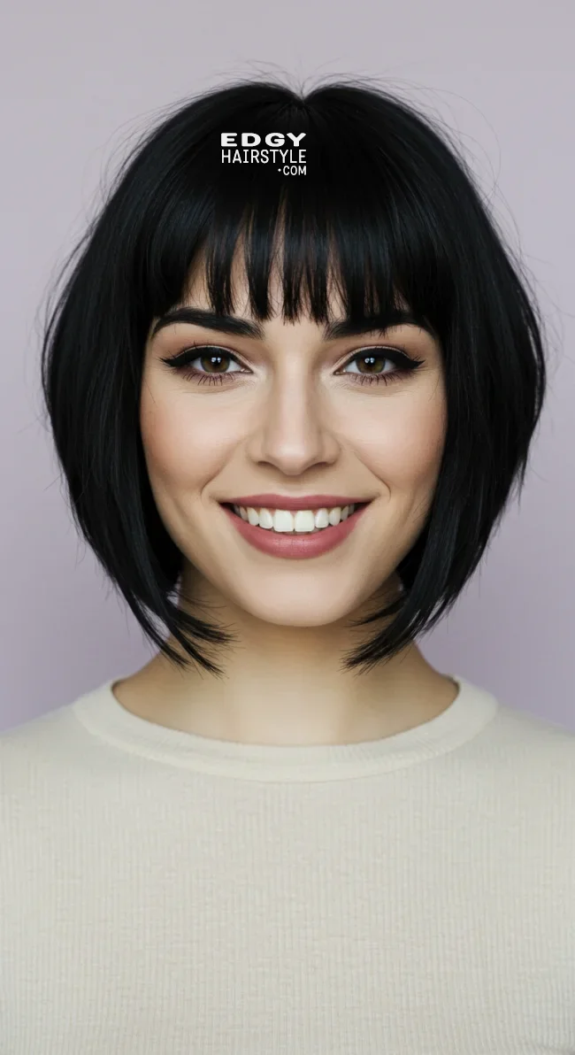 14. Chin-Length Shag with Blunt Bangs | Effortless Elegance: Shag Hairstyles For A Trendy And Timeless Look